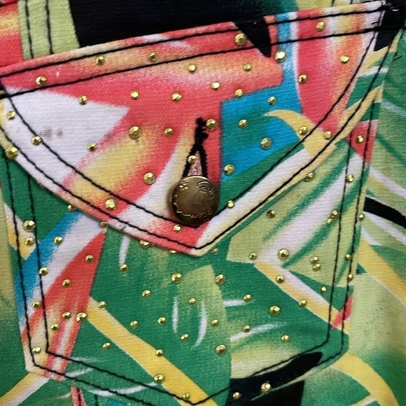NWOT Diane Gilman colorful tropical jacket w/ gold buttons & embellishments. 2X - Picture 6 of 13